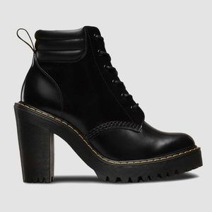 Dr. Martens Persephone Black Buttero Leather Heel Boot Bootie Sz 5